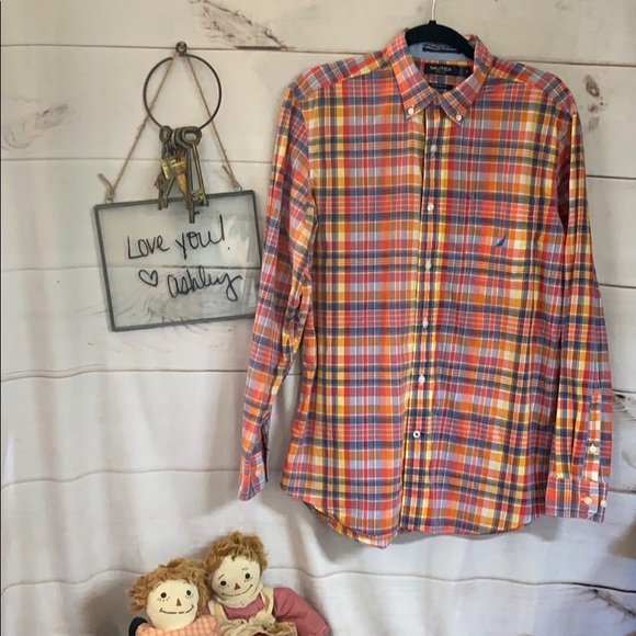 Nautical; Plaid; Button Down; Dress Shirt; M - Picture 4 of 7